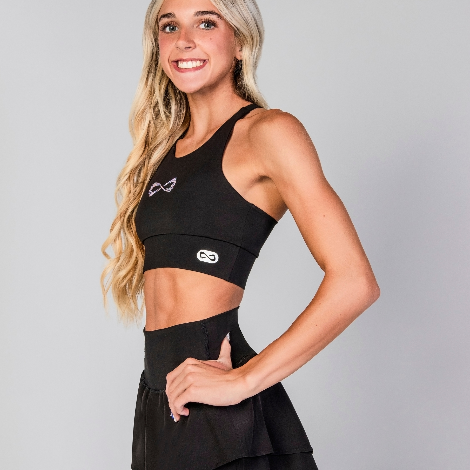 Nfinity Flowy Tiered Rhinestone Short