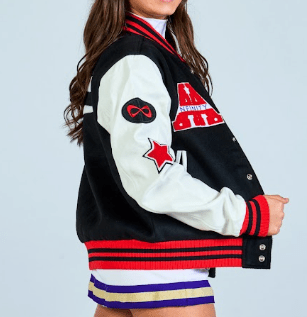 All American Black Letterman Jacket - Nfinity™ Cheer - Final Sale