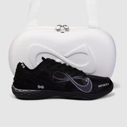 Nfinity Alpha cheer shoe in black with a white shoe case