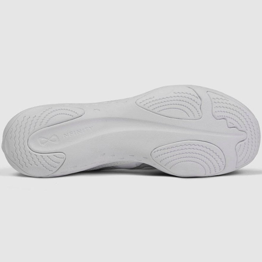 Nfinity Alpha cheer shoe in white, outsole