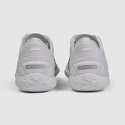 Nfinity Alpha cheer shoe in white, pair, heel view