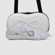 Nfinity Alpha cheer shoe in white with a white shoe case