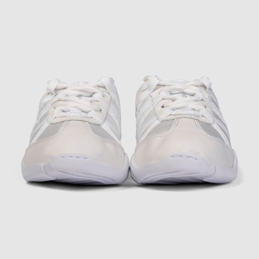 Nfinity Evolution cheer shoe in white, pair, front view