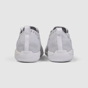 Nfinity Flyte cheer shoe in white, pair, heel view