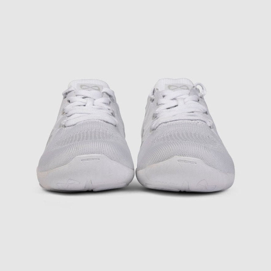 Nfinity Flyte cheer shoe in white, pair, front view