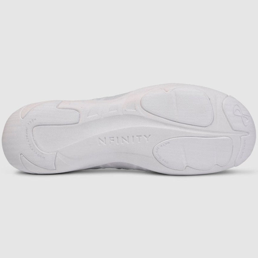 Nfinity Flyte cheer shoe in white, outsole