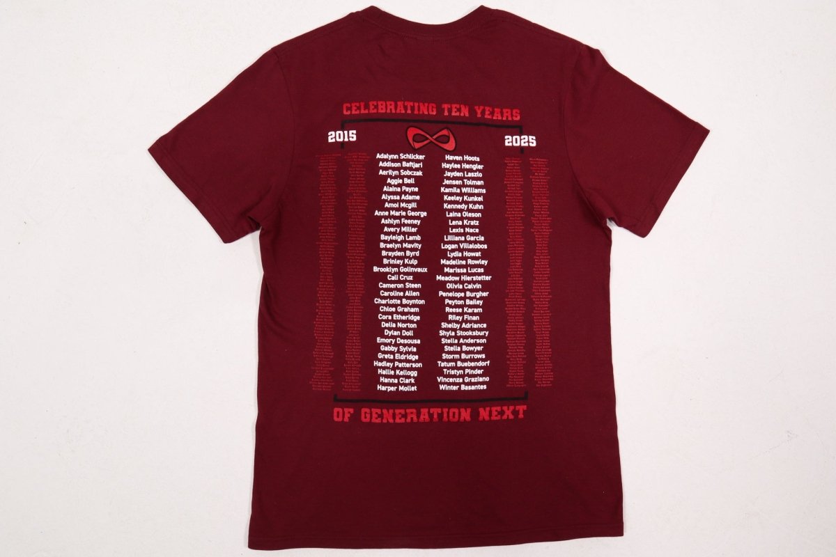 GenNext 10th Anniversary Tshirt - Maroon - Nfinity™ Cheer - Final Sale