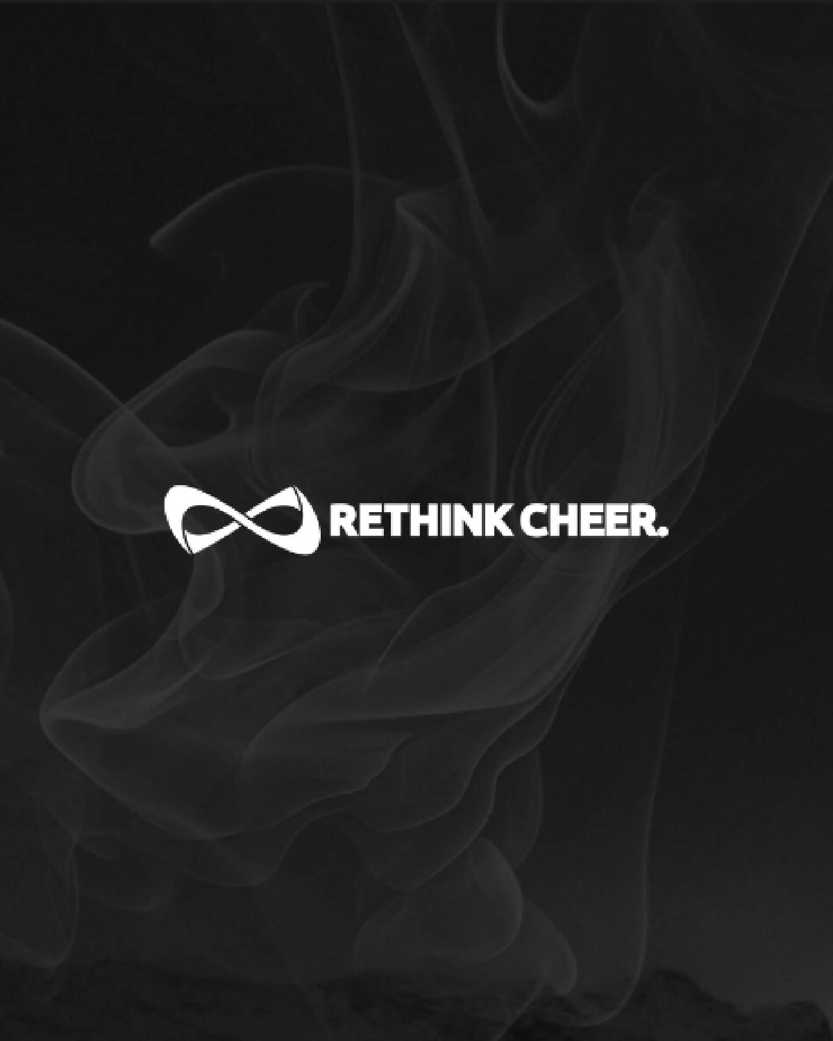 Nfinity Rethink Cheer logo on dark smoke texture